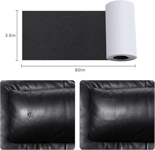 JDLUGH Sofa Leather Repair Patch Tape 3.5x60 Inch Self Adhesive Couch, Car Seat, Office Chair, Leather Furniture, Vinyl Repair Patch Kit for Furniture (3.5x60 Inch, Brownish Brown)