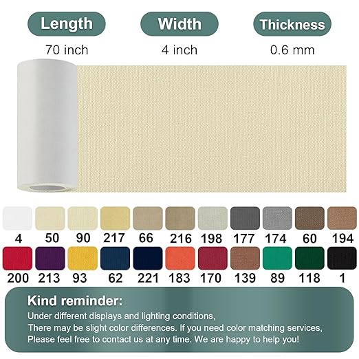 Linen Canvas Repair Tape, 4×63 Inches Light Beige Waterproof Self-Adhesive Patch for Outdoor Gear,Durable Fabric Tape for Boat Covers,Couch,Tents, Sofas, Sun Shades, Awnings, Lounge Chairs