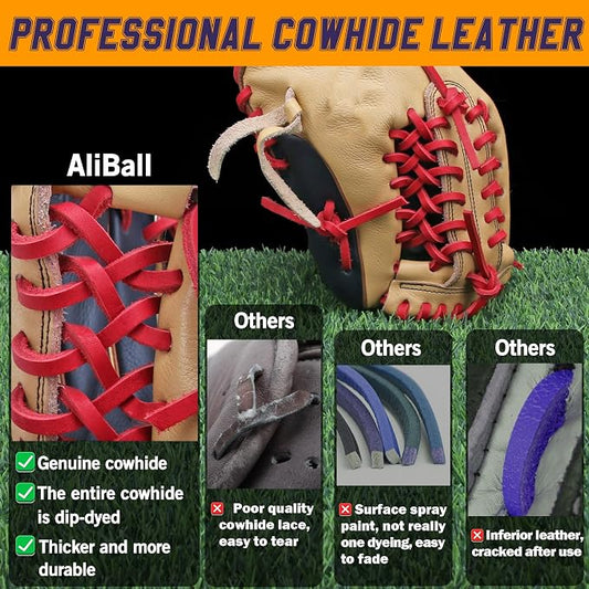 Baseball Glove Lace, 2 Pcs Authentic Cowhide Lace 79 Inch, Perfect Quick Repair Baseball Glove Repair Lacing Kit