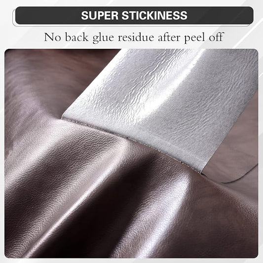 YAFLC Leather Repair Patch for Furniture, 4" x 63" Self Adhesive Leather Repair Kit Vinyl Repair Tape for Car Seat Sofa Jackets Couches Chair Retro Darkbrown