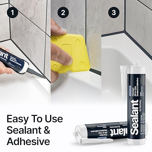 Anthracite Gray Construction Sealant & Adhesive All-in-One Hybrid Polymer | Superior to Silicone Bathroom Caulk Sealant | Waterproof, Paintable, Dark Gray | Kitchen Bathroom Outdoor - 300 ml 1 Pack