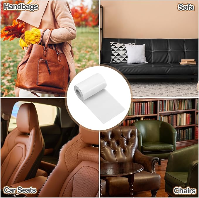 MECCANIXITY Leather Repair Patch 3"x60" Self-Adhesive Leather Vinyl Repair Tape Kit for Furniture Couches Sofa Chair Car Boat Seats Jackets, White