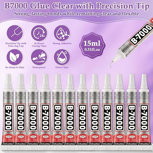 B7000 Glue Clear with Precision Tip for Rhinestones, 20 Pcs 15 mL/0.5 fl oz | Strong Adhesive Jewelry Bead Gem Glue, Quick Dry Bedazzling Glue for Jewelry Making Repair Fabric Clothes Shoes DIY Crafts