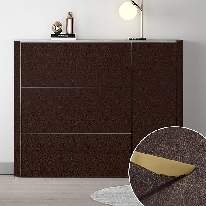 Leather Repair Patch 15.7x80 inch Large Self-Adhesive Vinyl DIY Leather Repair Kit for Sofa Car Seats Chairs Shoes Bags Damaged Furniture (Deep Brown)