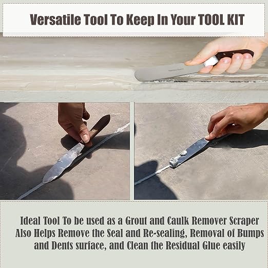 A2Z Scilab Brand Engineering Classic Offset Caulk Tooling Spatula, Stainless Steel (7 Inch Long Offset Blade)
