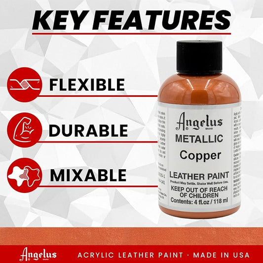 Angelus Metallic Leather Paint, 4 oz., Copper
