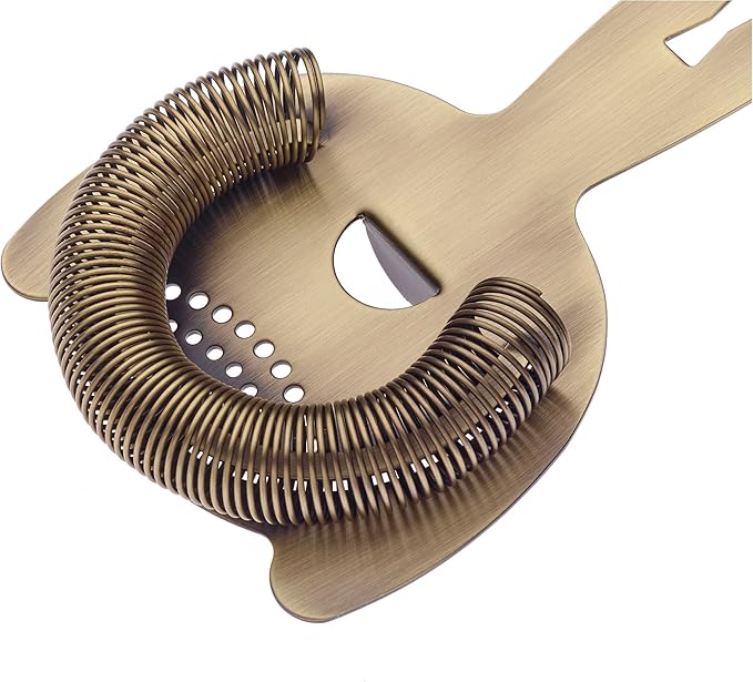 Barfly Bar Heavy Duty Spring Bar Strainer, Antique Gold