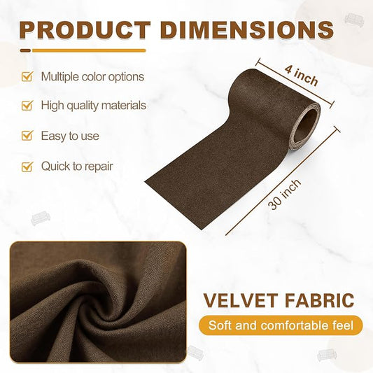 Azobur Rectangular Velvet Repair Patch, Self-Adhesive Flannel Fabric Patch, Multi Colors, Microfiber Patch,Can be Used to Patch Sofas, Car Seats, Handbags, Jacket Holes and Tears (Dark Brown)