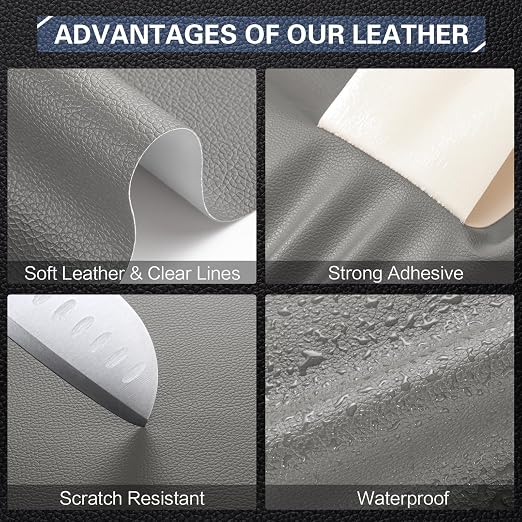 Leather Repair Kit for Furniture 16"x 63" Leather Tape Repair Patch Self Adhesive Sofa Vinyl Repair Patch Kit for Car Seat,Couch,Boat Seat,Chair - Gray