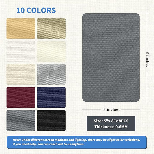 KING MOUNTAIN Canvas Repair Patch 5×8 Inch 8 Pcs Self-Adhesive Waterproof Fabric Patch for Sofas, Tents, Furniture,Tote Bags, Car Seats (Charcoal Grey)