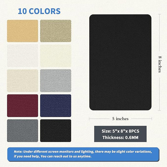 KING MOUNTAIN Canvas Repair Patch 5×8 Inch 8 Pcs Self-Adhesive Waterproof Fabric Patch for Sofas, Tents, Furniture,Tote Bags, Car Seats (Black)