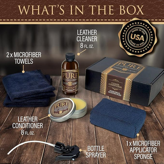 Shop Square Pure Beeswax Leather Care Kit — Natural Cleaner, Conditioner & Detailer for Jackets, Boots, Handbags & Designer Leather | Tea Tree + Beef Tallow Formula | Made in USA