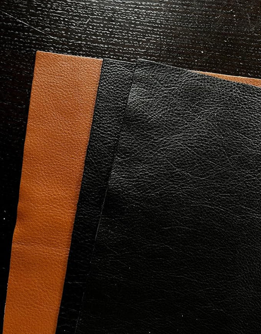 Natural Grain Cow Leathers: 12'' x 12'' Pre-Cut Leather Pieces (Variety Pack (Black/Black/Cognac), 3 Pieces)
