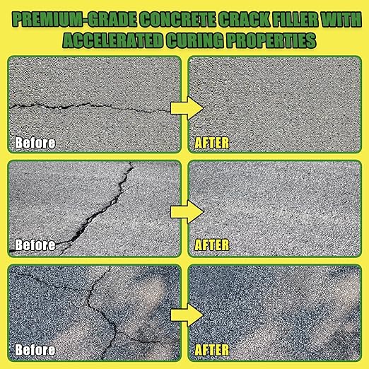 Concrete Crack Filler Gray, Cement Crack Filler - Driveway, Walkway, Patio, Concrete Joint Repair (Gray, 2LB)