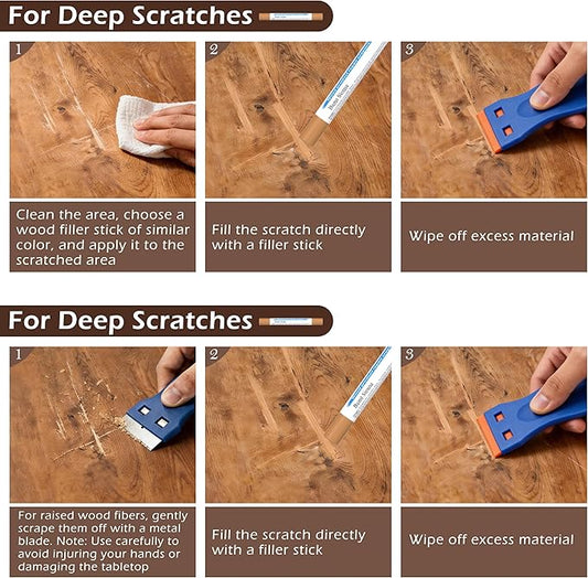 Oriflame Wood Furniture Filler Sticks: 12-Color Wood Repair Wax Crayons with Scraper for Scratches/Cracks/Holes/Stains in Floors/Table/Cabinets/Desks/Bedposts(Hardwood/Laminate)