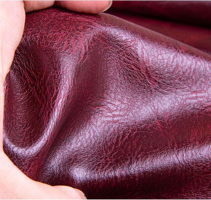 Faux Leather Fabric Sheet, 12 x 54 Inches, Texture Synthetic Material for DIY Crafts, Leather earings,Upholstery, Automotive, Sofa Projects Individual 1 Yard Cut (Burgundy, 1/3 Yard)
