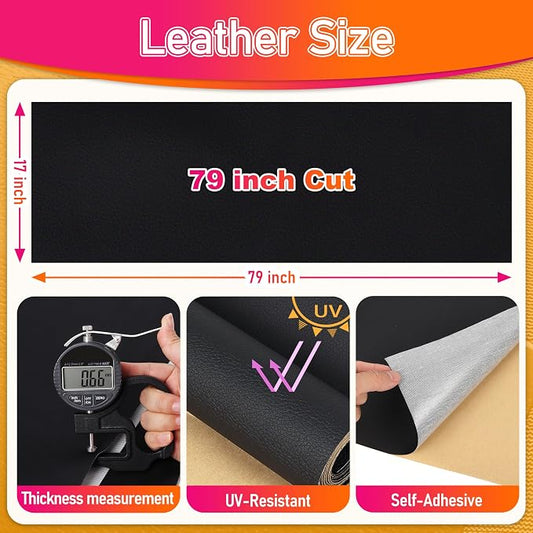 Meneng Self-Adhesive Leather Repair Patch: 17"x79" Cat Scratches Vinyl Repair Tape - Scratch-Resistant Furniture Patch Kit for Sofa Couch & Car Seat