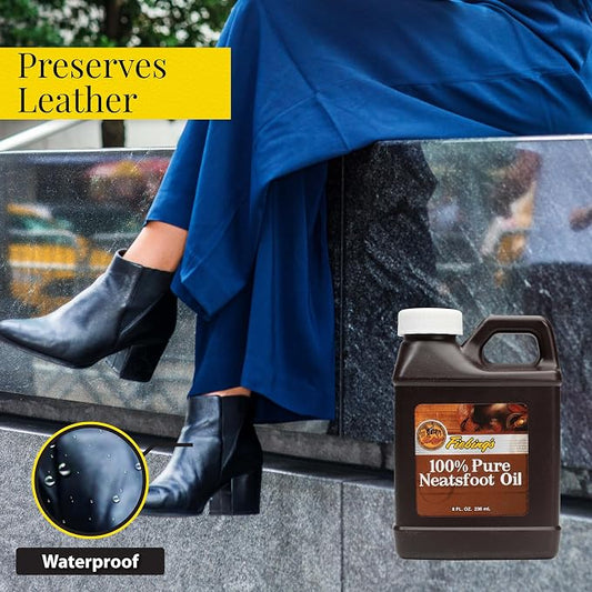 Fiebing's 100% Pure Neatsfoot Oil - Natural Leather Preservative - 8 Fl Oz