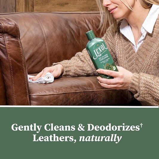 Lexol All Leather Cleaner, Naturally Derived Leather Care Cleaner with Aloe Vera, Great for Car Interiors, Boots, Furniture, Bags, Jackets and More, 16.9 fl oz