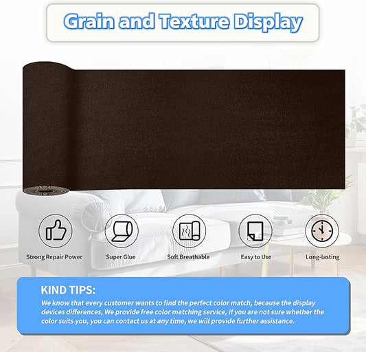 KING MOUNTAIN Couch Fabric Repair Patch, Fabric Patches for Furniture, 4" x 63" Waterproof Velvet Repair Tape for Sofas, Car Seats, Furniture, Upholstery Fabrics and Velvet Goods. (Dark Brown)