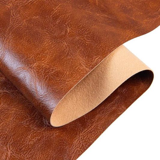 Faux Leather Fabric Sheet, 12 x 54 Inches, Texture Synthetic Material for DIY Crafts, Leather earings,Upholstery, Automotive, Sofa Projects Individual 1/3 Yard Cut (Brown, 1/3 Yard)