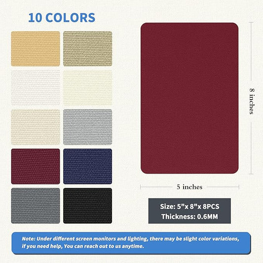 KING MOUNTAIN Canvas Repair Patch 5×8 Inch 8 Pcs Self-Adhesive Waterproof Fabric Patch for Sofas, Tents, Furniture,Tote Bags, Car Seats (Burgundy)