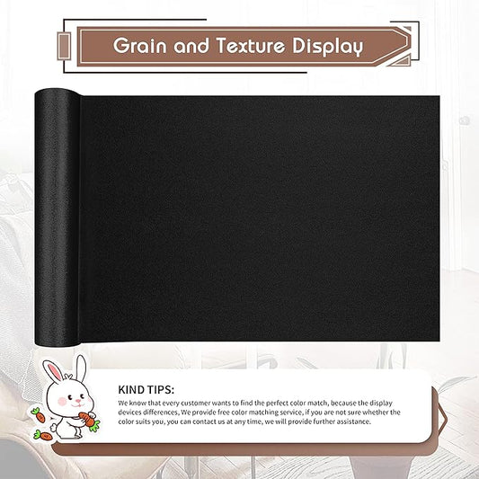 KING MOUNTAIN Leather Repair Patch,12 x 60 Inches self Adhesive Leather Repair Tape for Damaged Leather Furniture, Sofa Seating,Car Seats, Leather Goods(Fine Grained Black)