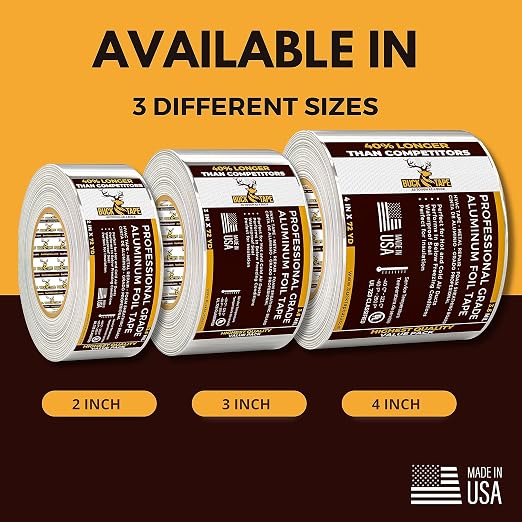 24 Pack Buck Aluminum Foil Tape – 2 Inch x 216ft (72 yd), 3.6 Mil – HVAC Tape for Ductwork, AC, Dryer Vents & Insulation – Silver Foil Tape for Metal Repair, Exhaust Sealing & Air Conditioning