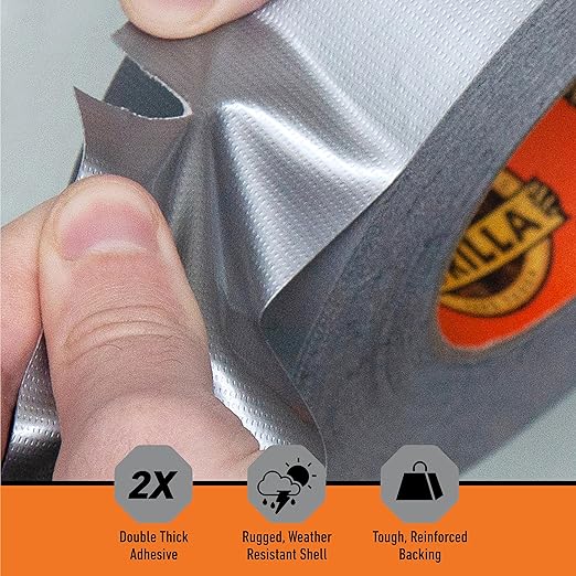 Gorilla Tape,1.88 in x 10 yd,Silver - Duct,Utility,Triple Layer Strength,Indoor & Outdoor,Weather Resistant Shell,(Pack of 6)