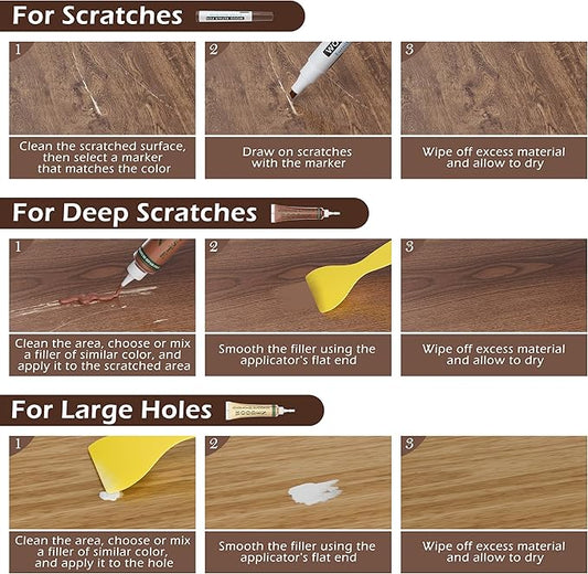 Oriflame Wood Furniture Repair Kit: 12-Color Filler and 8-Color Markers - Wood Touch Up for Scratches/Cracks/Holes/Stains in Floors/Table/Cabinets(Hardwood/Laminate)