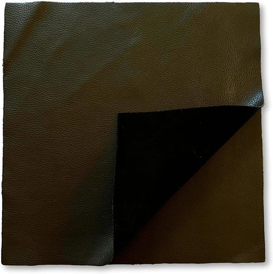 Natural Grain Cow Leathers: 12'' x 12'' Pre-Cut Leather Pieces (Chocolate Brown, 1 Piece)