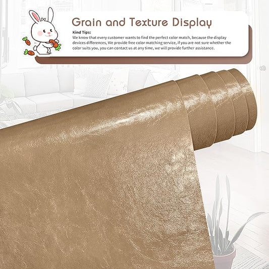 KING MOUNTAIN Leather Repair Patch,16 x 60 Inches self Adhesive Leather Repair Tape for Damaged Leather Furniture, Sofa Seating,Car Seats, Leather Goods(Khaki)