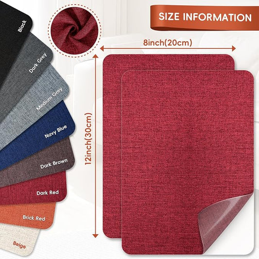 Linen Fabric Repair Tape 2 Pcs 8x12 Inch, Self Adhesive Couch Patch Repair Fabric Tape for Furniture, Linen Patch Kit for Couch, Carpet, Upholstery, Chair, Sofa, Cushion, Bag (Dark Red)