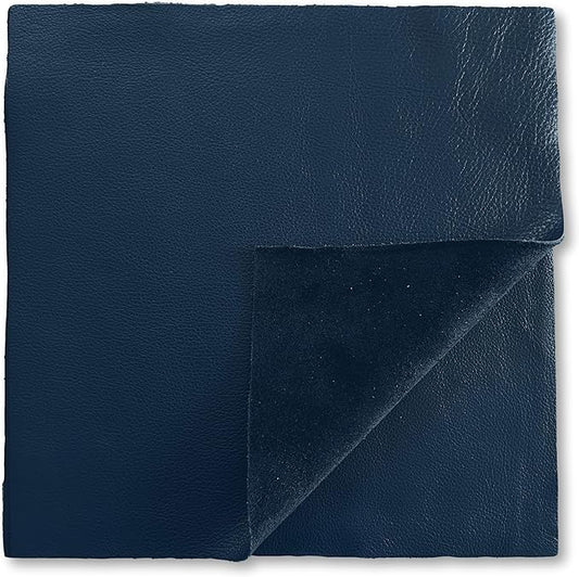 Natural Grain Cow Leathers: 12'' x 12'' Pre-Cut Leather Pieces (Navy, 3 Pieces)