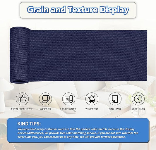 KING MOUNTAIN Canvas Repair Tape,Outdoor Gear Patch, 4×63 Inches,Waterproof,Self-Adhesive for Repairing Boat Covers,Sun Shades,Sofas,Tents,Lounge Chairs,Awnings (Dark Blue)