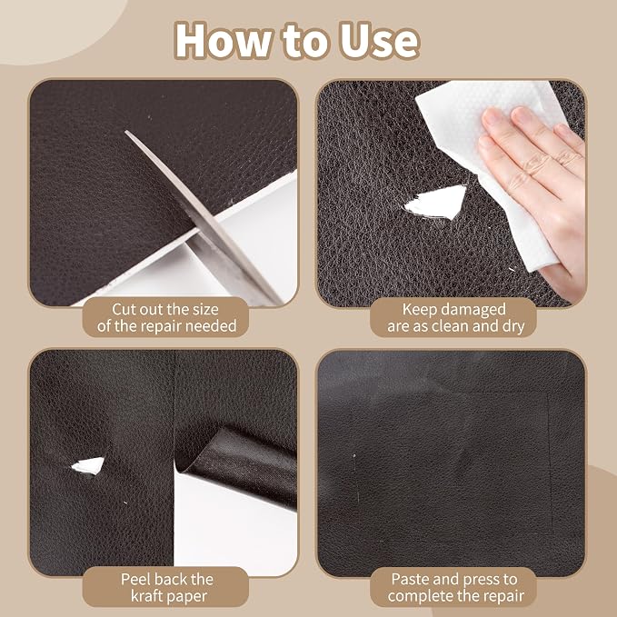 Leather Repair Patch,Self-Adhesive Leather,17X79inch,Self-Adhesive Waterproof,Scratch Resistant,DIY Large Patch for Sofas,Furniture,cabinets,Walls,Motorcycle Seats,car Seats (Medium Brown)