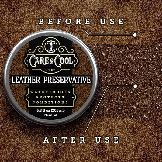 Care & Cool Ultimate Leather Conditioner and Protector (6.8 oz). Waterproofs, Restores, and Heals Your Shoes, Boots, Purses, Jackets, Couch, and Furniture. Setting the Standards Since 1976.