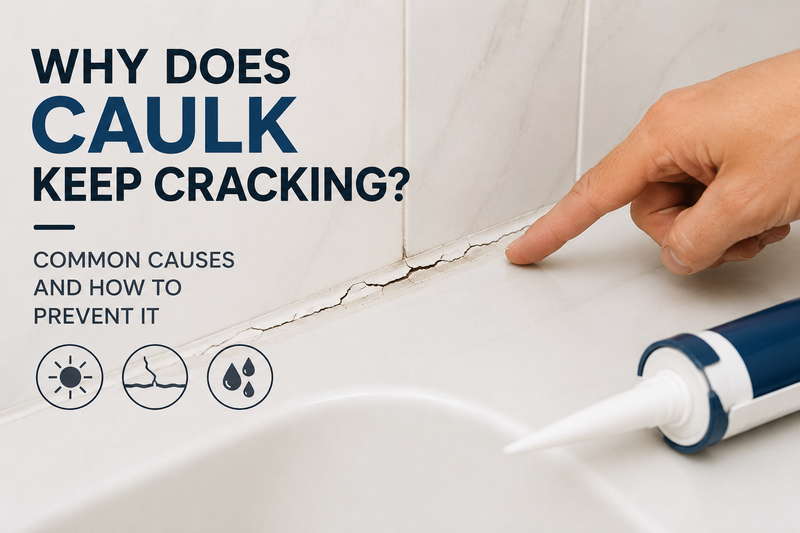 Cracked bathroom caulk around a bathtub showing gaps and peeling sealant