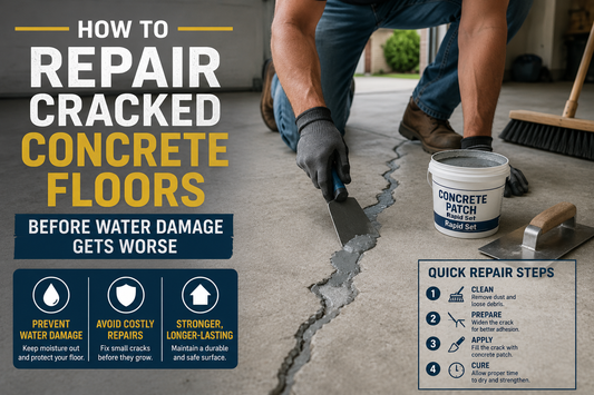 Cracked concrete floor before repair and waterproofing