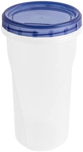 [48 Oz - Blue - 4 Pk] Large Deli Food Storage Screw And Seal Containers 48 Oz Stackable Reusable Mirowave Dishwasher Safe Quality Plastic Twist Cap Canisters 4 Pack
