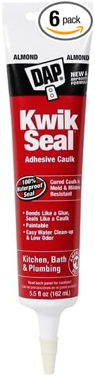 DAP 18013 6 Pack 5.5 oz. Kwik Seal Kitchen and Bath Adhesive Caulk, Almond