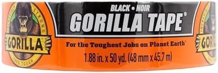 Gorilla Duct Tape,Black Tape,1.88" x 50 yd - Heavy Duty and Weather Resistant for Indoor or Outdoor,(Pack of 6)
