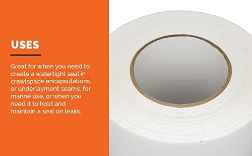 Crawlspace-DIY Vapor Barrier Tape, 12 Mil Easy-to-Use Polyethylene Moisture Vapor Barrier Seam Tape for Crawl Space, Repairs, Underlayment, Waterproof, 4" x 180', 3 Rolls