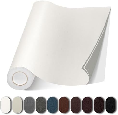 Leather Repair Patch, 17X79 Inch Self Adhesive Leather Repair, Large Vinyl Patch Tape for Couches, Furniture, Car Seats, Cabinets, Wall, Handbags （17X79 Inch, White）