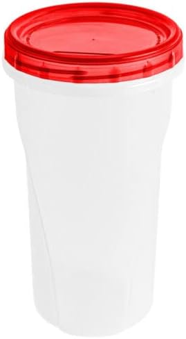 [48 Oz - Red - 4 Pk] Large Deli Food Storage Screw And Seal Containers 48 Oz Stackable Reusable Mirowave Dishwasher Safe Quality Plastic Twist Cap Canisters 4 Pack