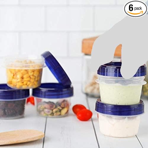 6-Pack Twist Top Food Storage Containers | Leak-Proof, Airtight Storage Canisters with Screw & Seal Lids | BPA-Free, Stackable, Reusable Kitchen Essentials, Snack | 4-Ounce