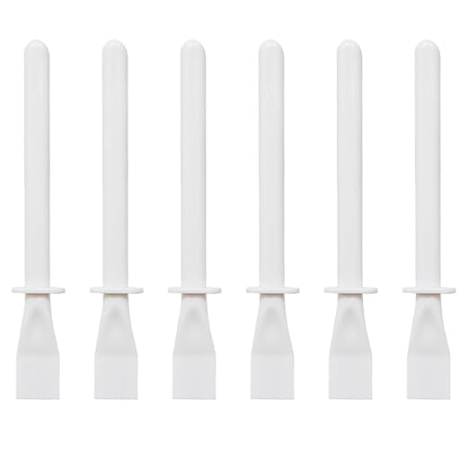 6Pcs White Plastic Glue Spreader Smear Plate Scraper Sticks Brushes Durable Flexible Easy to Clean Glue Applicator Spatula Kit Gap Filling Tool for Woodworking Leather Adhesive Projects