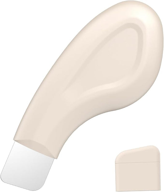 Sookga Blackhead Remover Tool, Stainless Steel Face Scraper for Deep Cleansing, Skin Scrubber Face Spatula with Silicone Cover, Nose Blackhead Remover, Skin Care Tool for Men and Women (Beige)