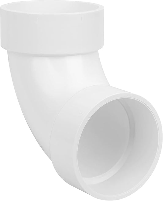 4" PVC DWV Sanitary 90-Degree Elbow (Socket x Socket) White SCH40 4" PVC DWV 90° Elbow Pipe Fittings Connectors for Drain, Waste, Vent