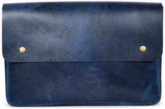 Leather File Folder Organizer Document Holder, File Case, A5 Binder, Envelope Portfolio, Portfolio,Spacious Leather Folio Laptop Sleeve Case for 13" 14" 15" Laptops,Macbook & Tablets (Blue)